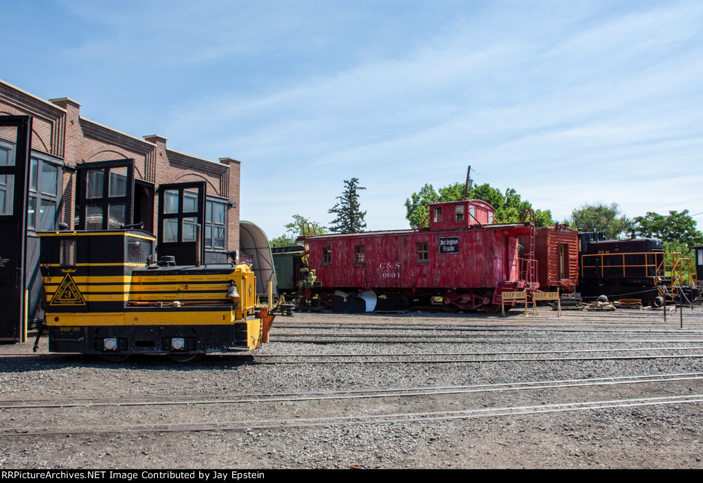 GCSJ 3 and others surround the turntable at the Colorado Railroad Museum